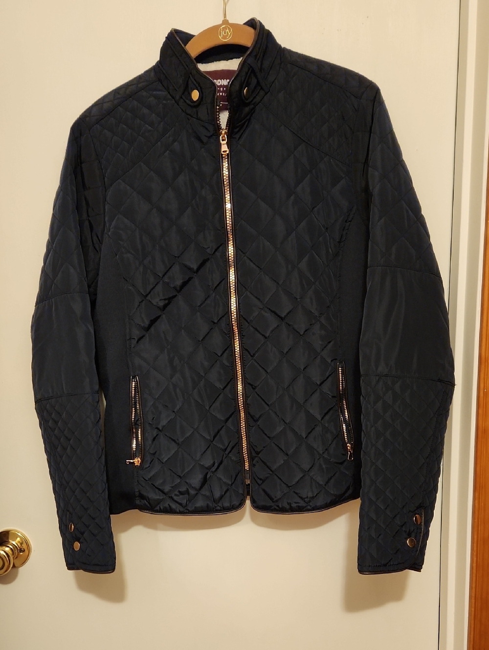 Ci Sono Black Quilted Jacket with Gold Zipper Medium